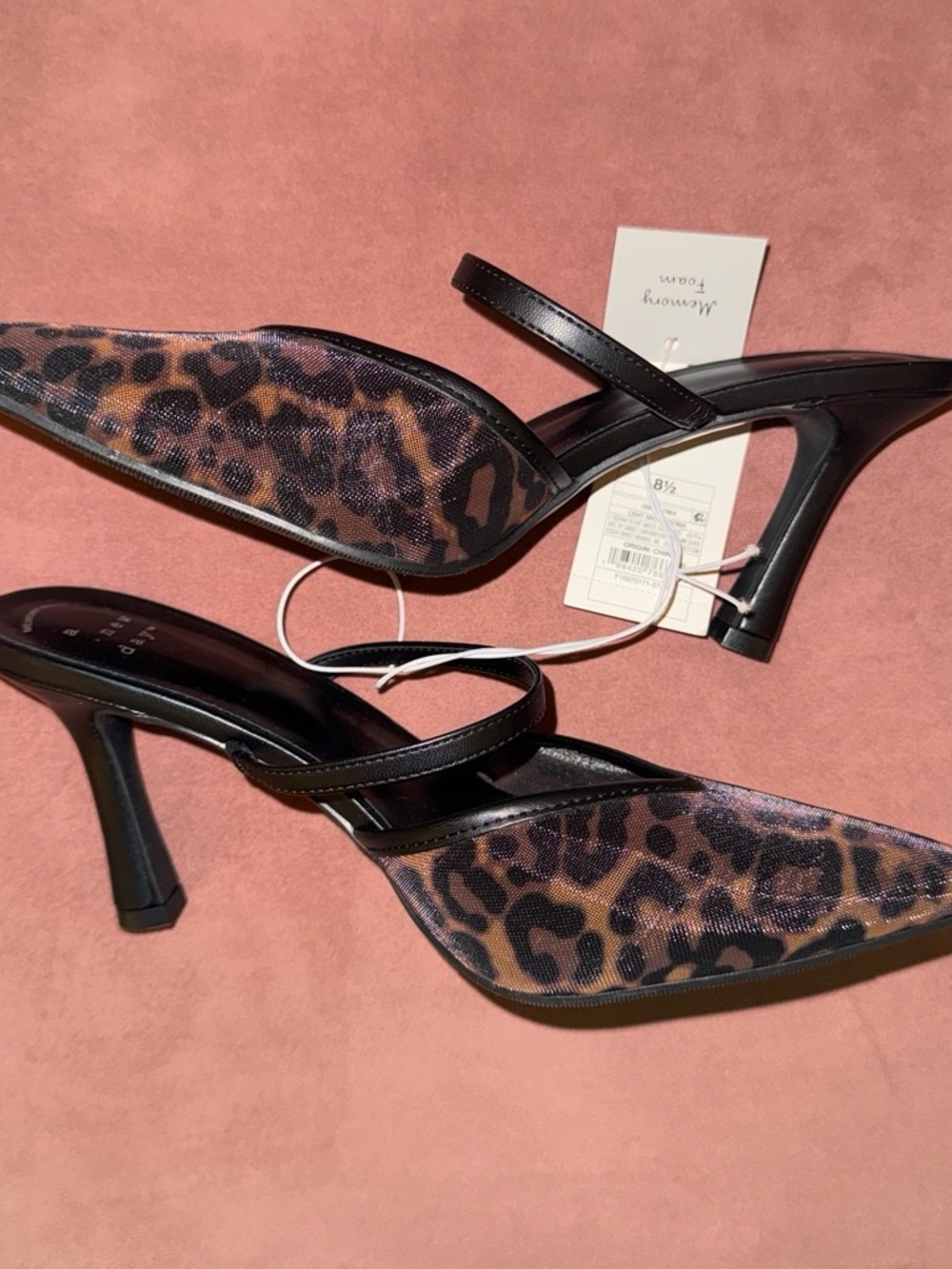 Leopard Print Pointed-Toe Slingback Heels - Black